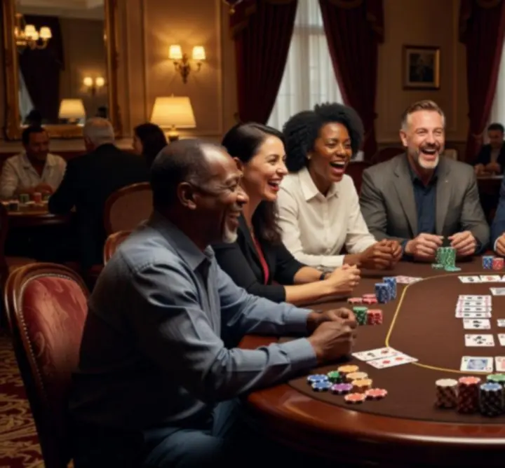 Zbliżenie na ręce graczy i żetony podczas intensywnej rozgrywki pokerowej